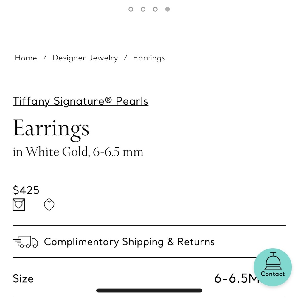 Tiffany & Co Signature White Gold Pearl Earrings approx
6-6.5mm